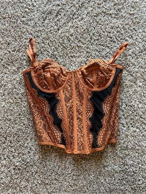 Urban Outfitters Orange Lace Corset Top